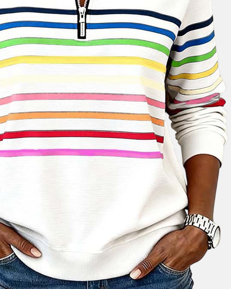 Emily - Striped Zip Sweatshirt