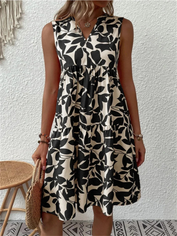 TASHA | MIDI FLUID DRESS WITH A FLARED CUT