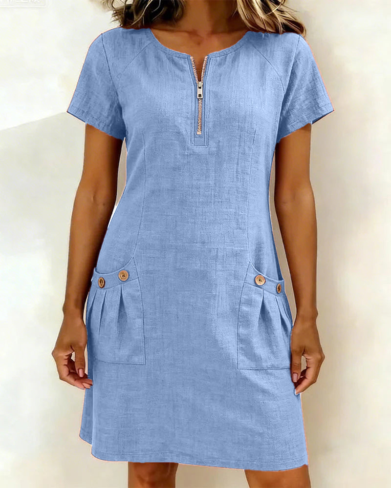 Hallie – Lightweight Linen Cotton A-Line Dress