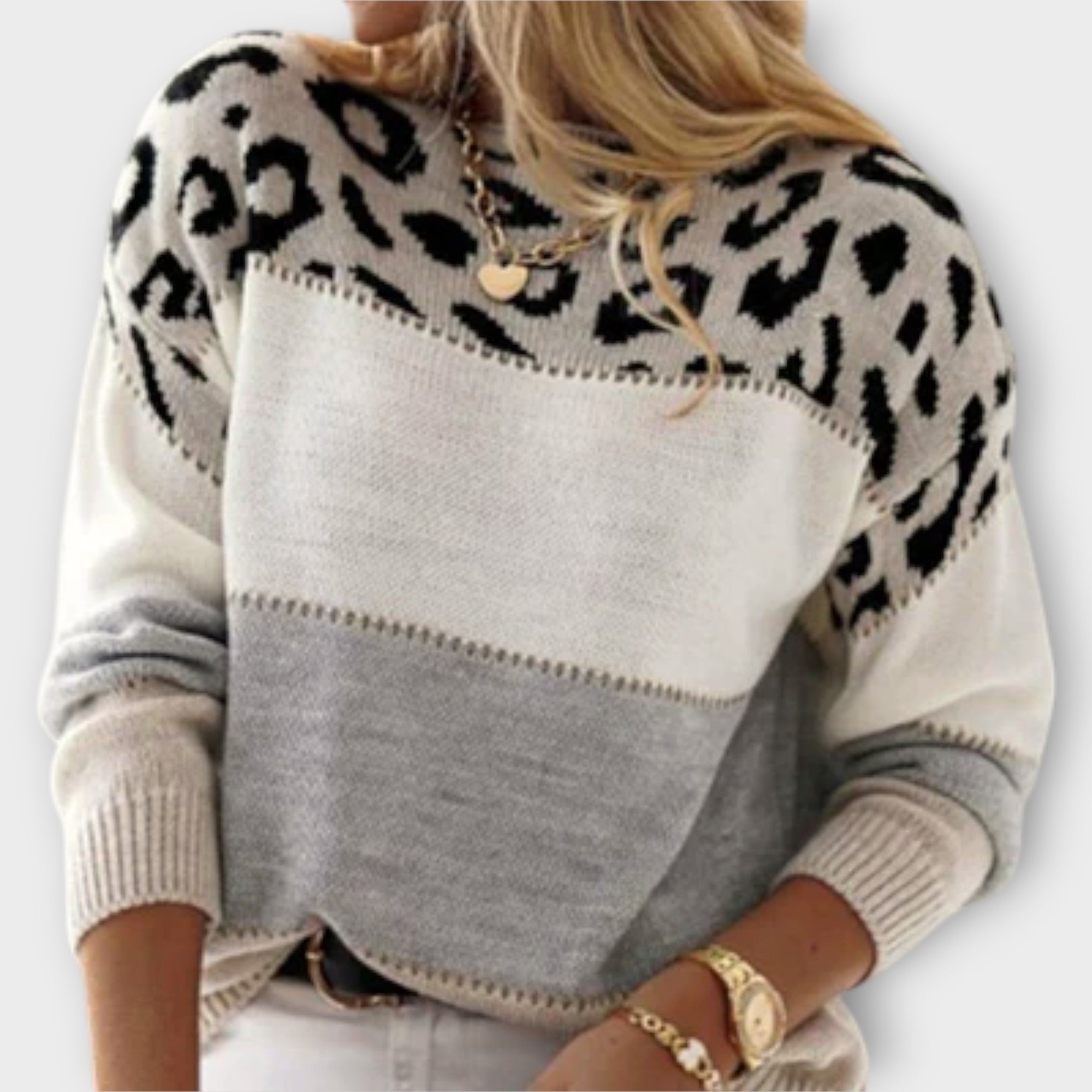 Cheyenne - Casual Jumper With Leopard Print Design