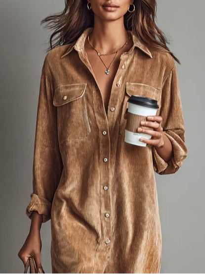 Elowen - Loose Corduroy Midi Dress