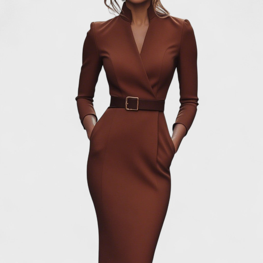 Hermione – Refined Black Dress with Belt