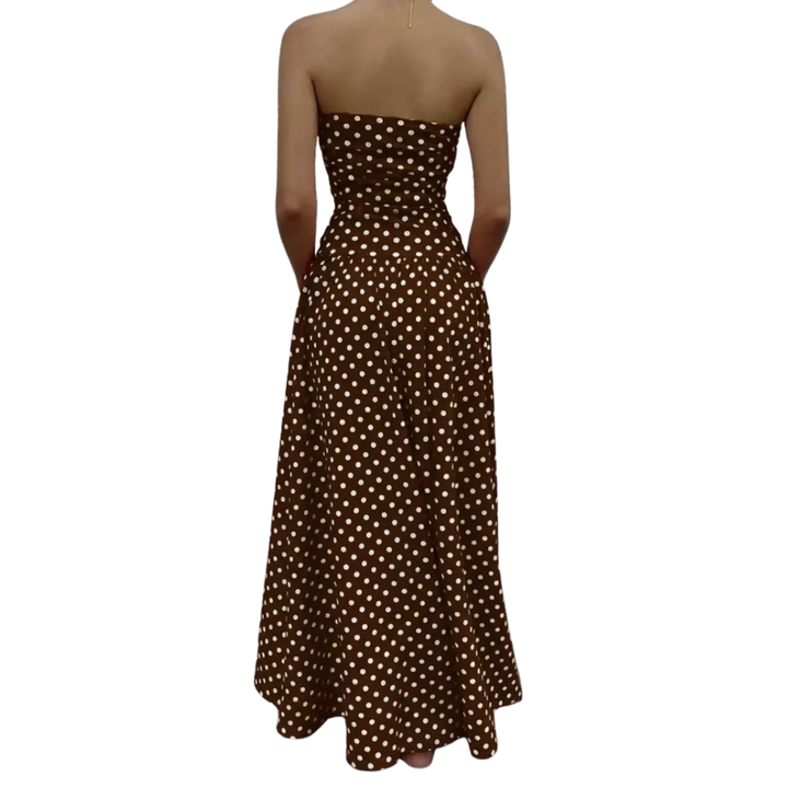 Maelle – Polka Dot Strapless Maxi Dress