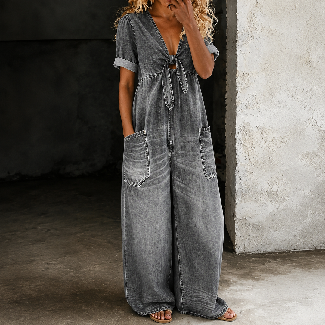 Maya | Wide Leg Denim Jumpsuit