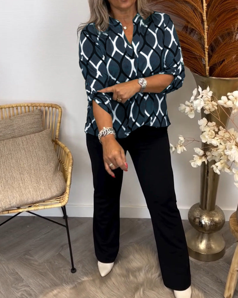 CHRISTABEL | CASUAL LONG-SLEEVE PATTERNED BLOUSE