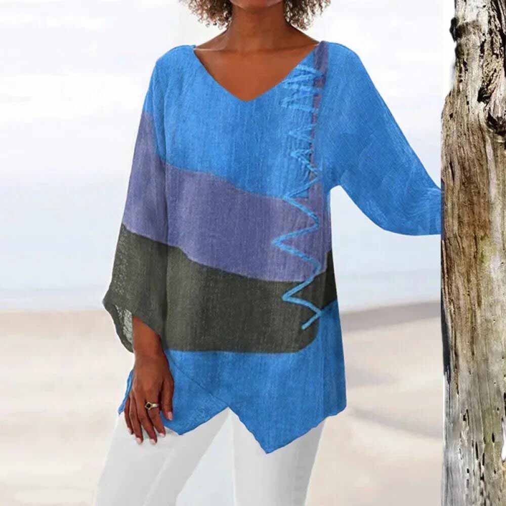 Norah | Color Block Asymmetric V-Neck Tunic