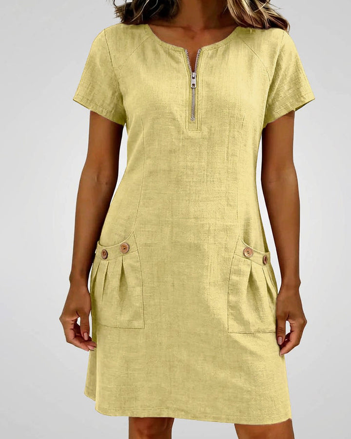 Sylvia | Cotton Dress with Zipper Pocket
