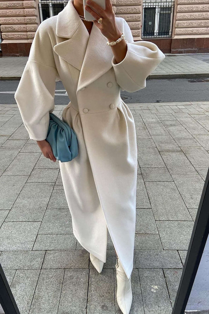Aurelia | Womens Double-Breasted Puff Sleeve Maxi Coat