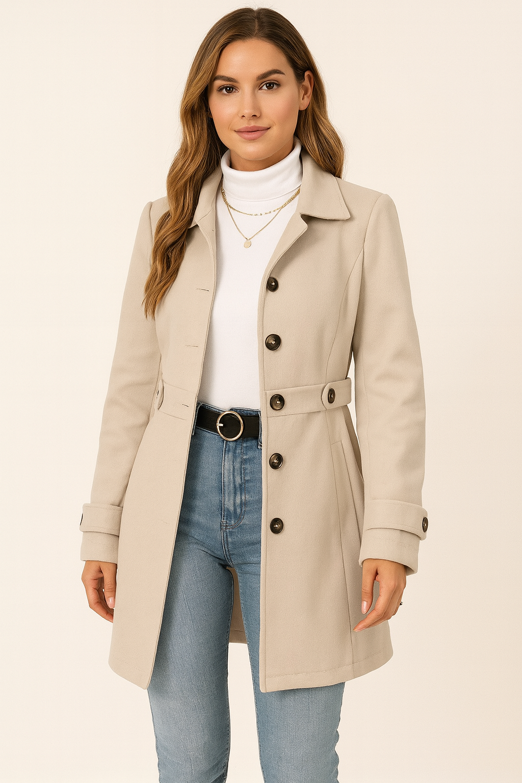 Beatrice | Womens Button Front Tailored Trench Coat