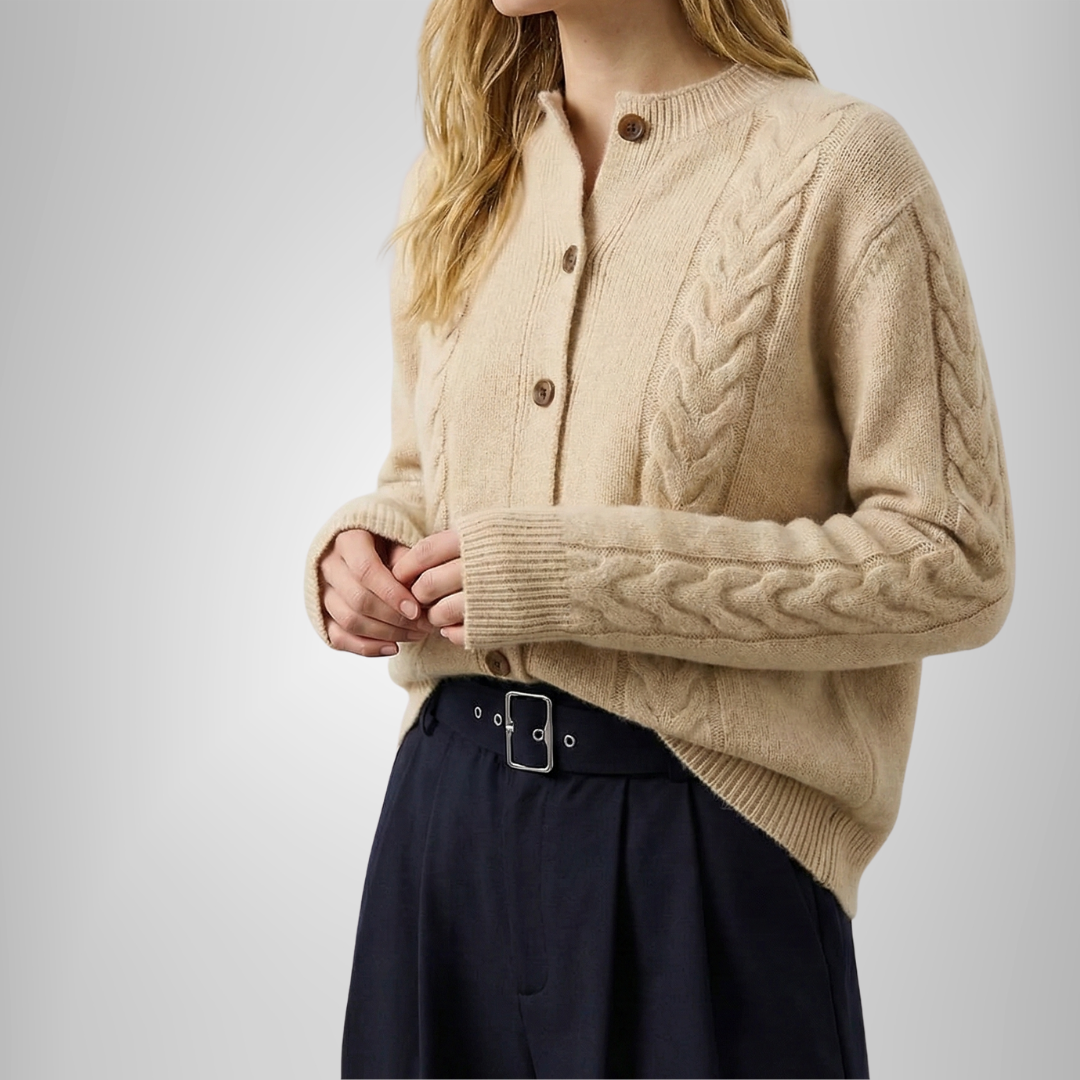 Florence | Cable Knit Cashmere Cardigan