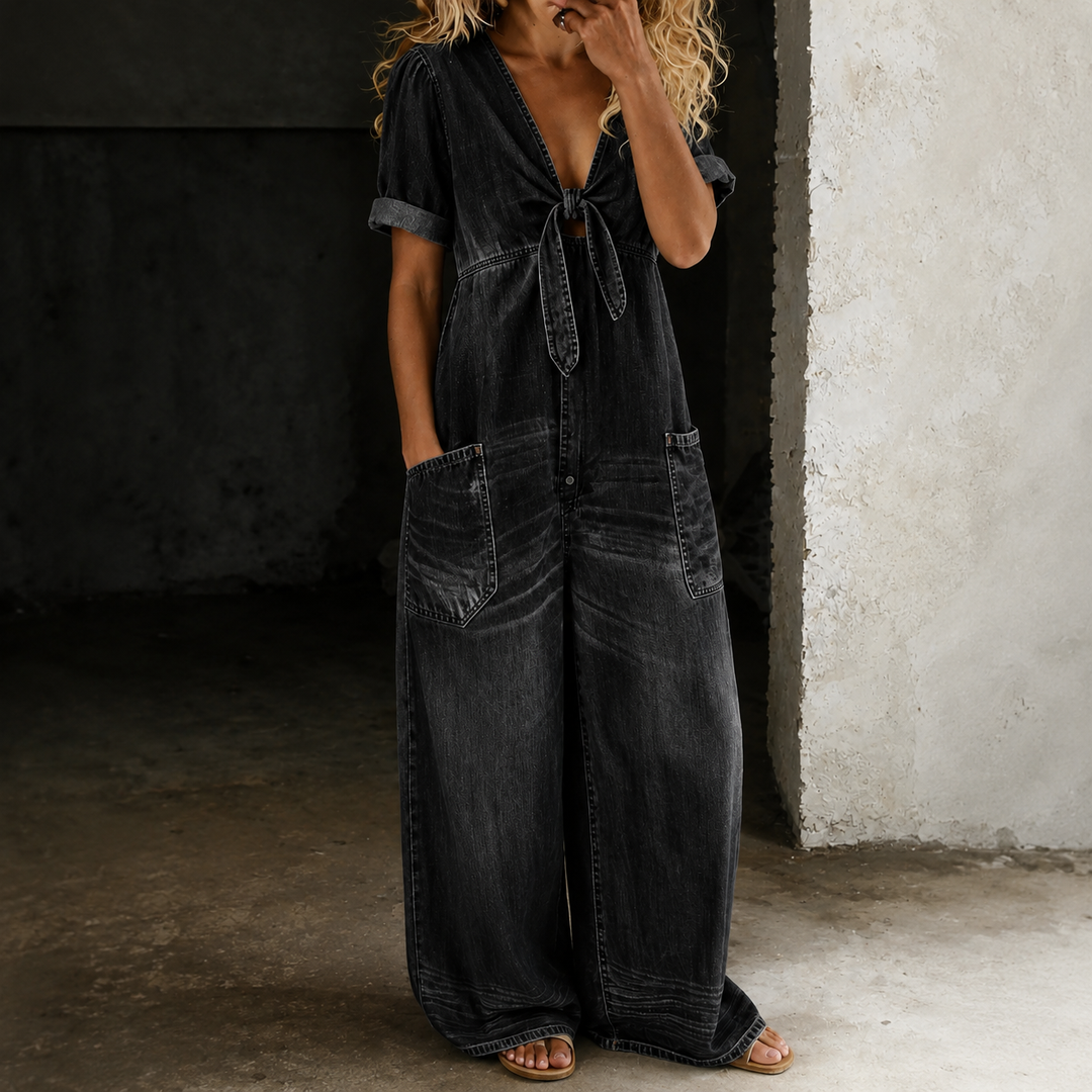 Maya | Wide Leg Denim Jumpsuit
