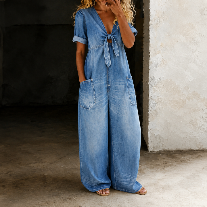 Maya | Wide Leg Denim Jumpsuit