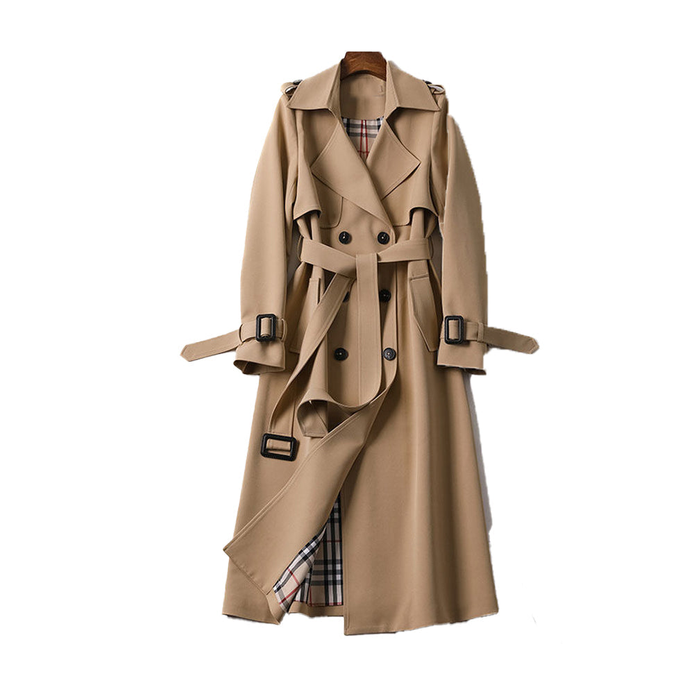 Calora | Womens Classic Double-Breasted Long Trench Coat