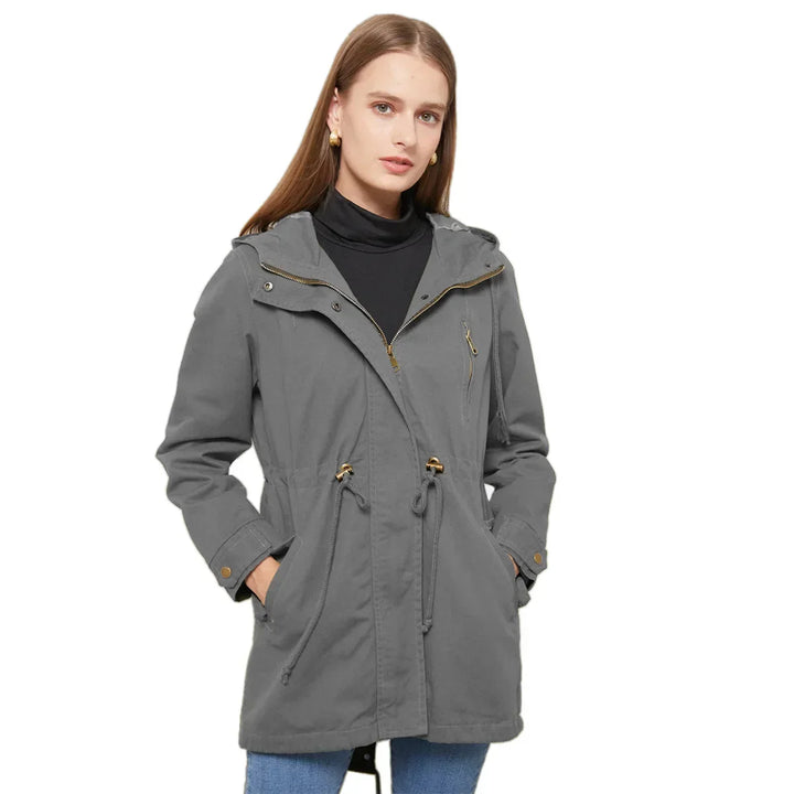 Calora | Womens Cotton Trench Coat with Hood