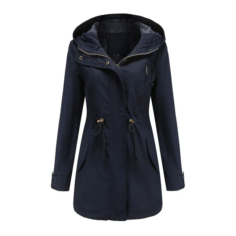 Calora | Womens Cotton Trench Coat with Hood