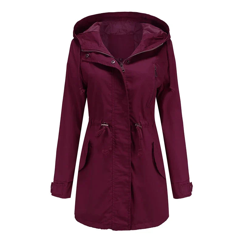 Calora | Womens Cotton Trench Coat with Hood