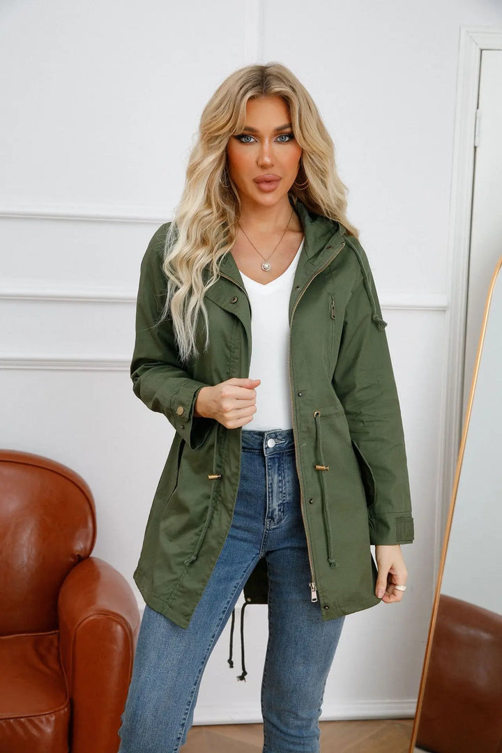 Calora | Womens Cotton Trench Coat with Hood