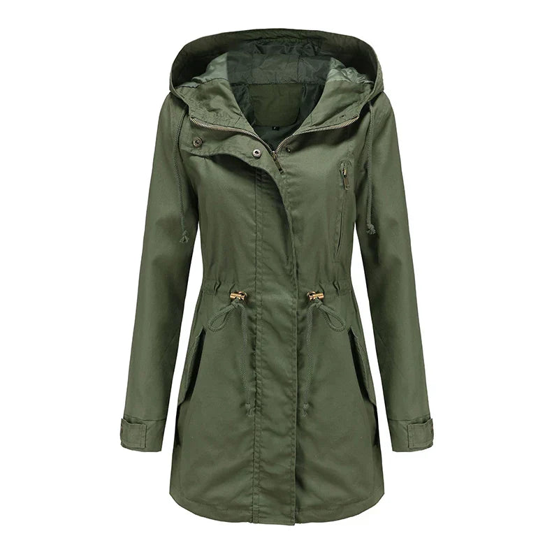 Calora | Womens Cotton Trench Coat with Hood