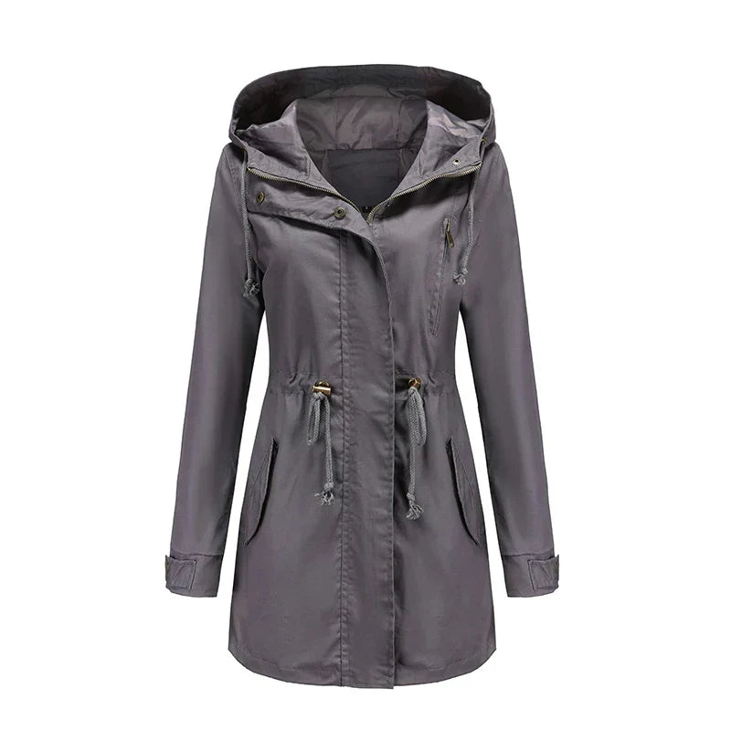 Calora | Womens Cotton Trench Coat with Hood