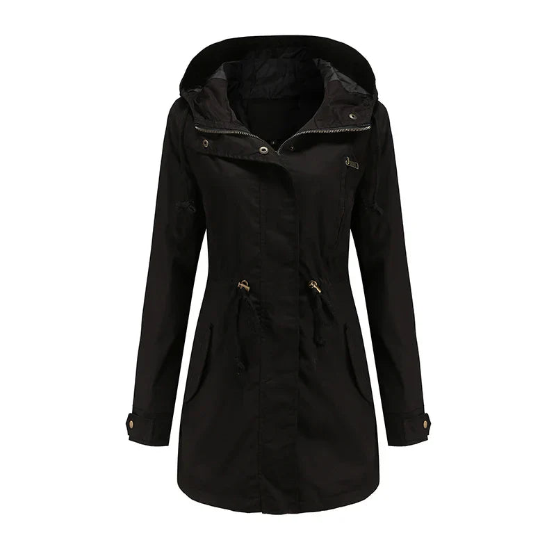 Calora | Womens Cotton Trench Coat with Hood