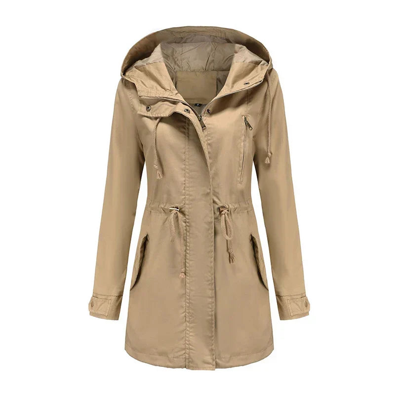 Calora | Womens Cotton Trench Coat with Hood