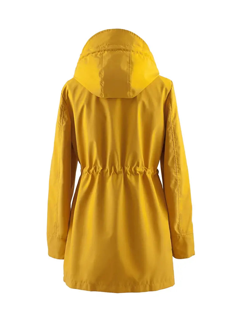 Elara | Womens Windproof Hooded Trench Coat with Check Lining