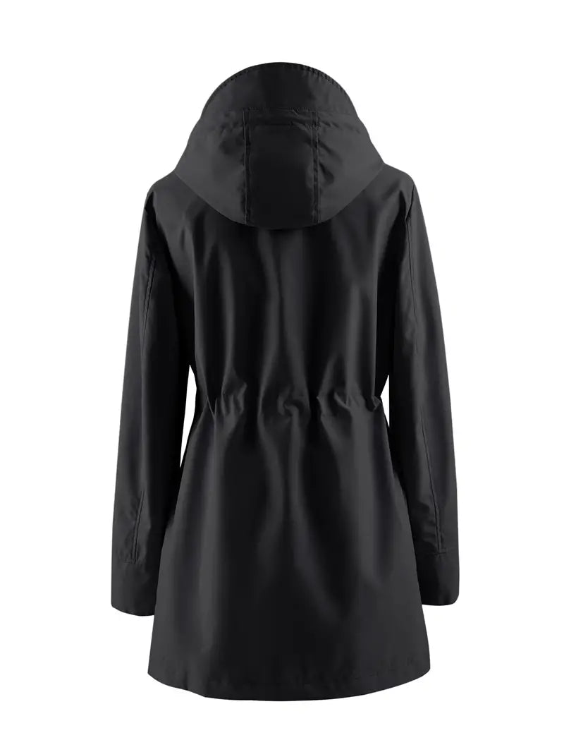 Elara | Womens Windproof Hooded Trench Coat with Check Lining