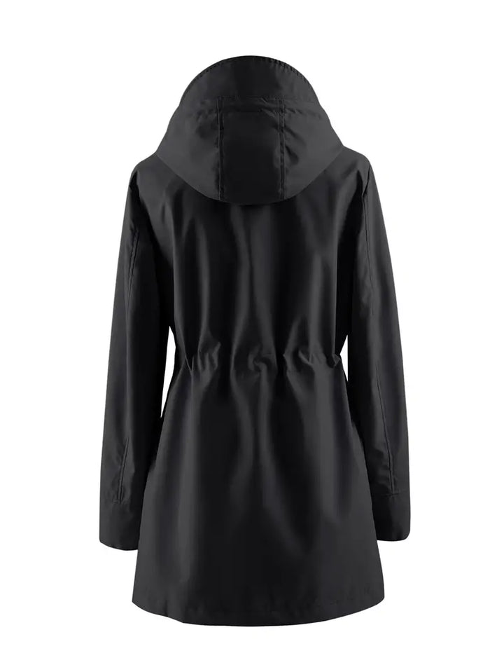 Elara | Womens Windproof Hooded Trench Coat with Check Lining
