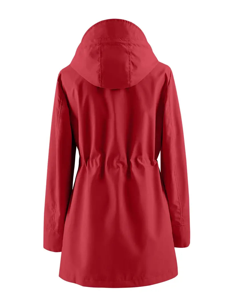 Elara | Womens Windproof Hooded Trench Coat with Check Lining