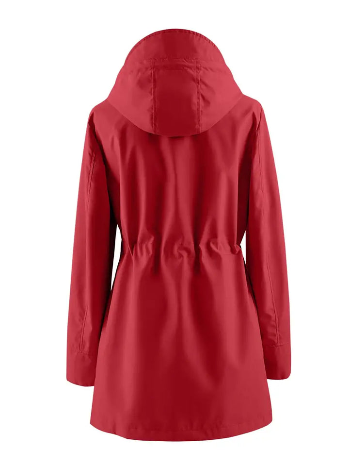 Elara | Womens Windproof Hooded Trench Coat with Check Lining