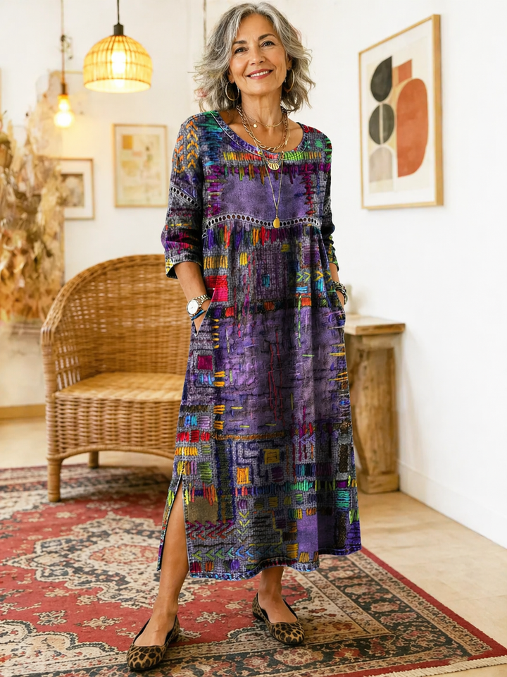 Thessaly - Ethnic Patchwork Denim Dress