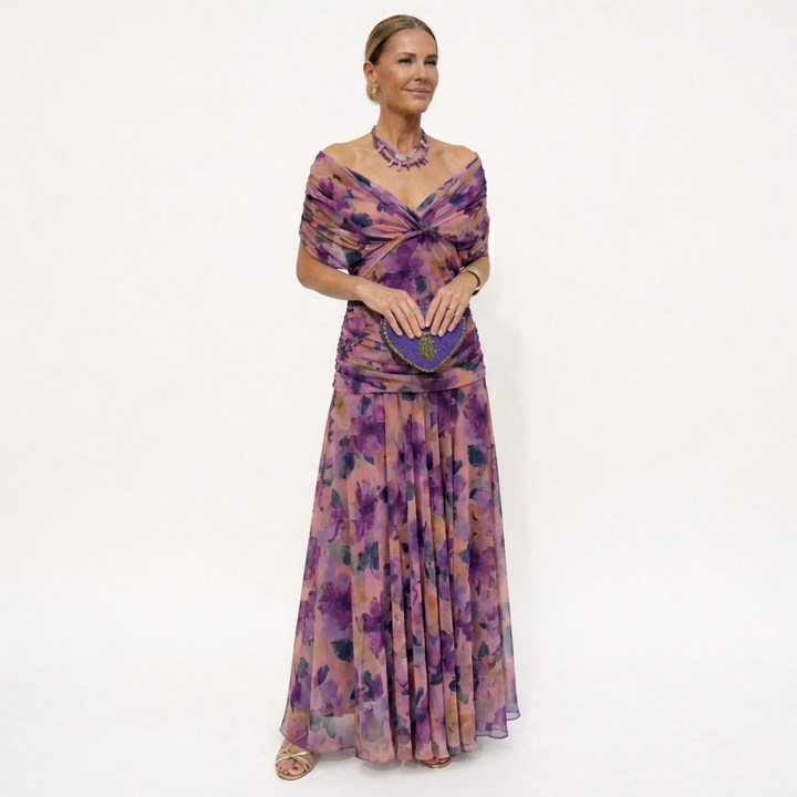 Drusilla - Long Floral V-neck Dress