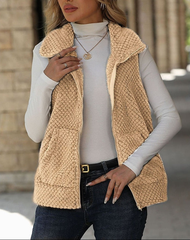 Fenella | Womens Fleece Gilet Stand Collar