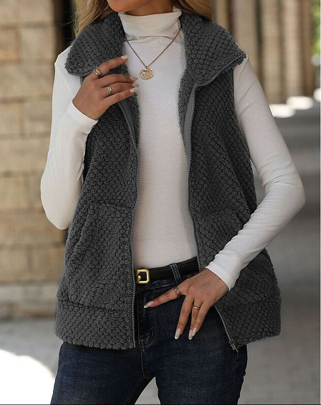 Fenella | Womens Fleece Gilet Stand Collar