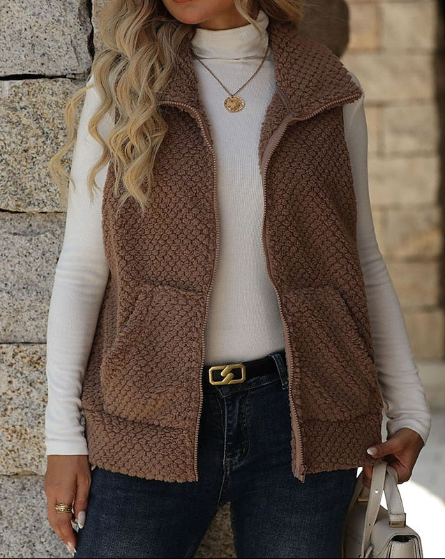 Fenella | Womens Fleece Gilet Stand Collar