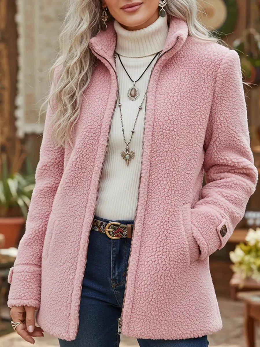 Clemmie | Teddy Fleece Jacket Stand Collar