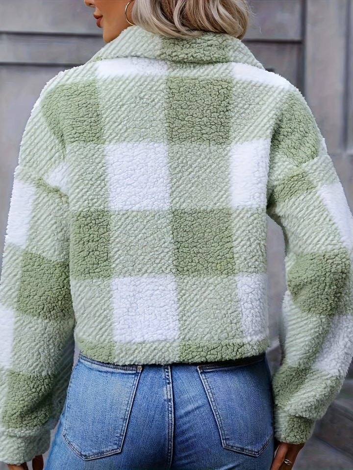 Seren | Cropped Check Fleece Shacket Womens