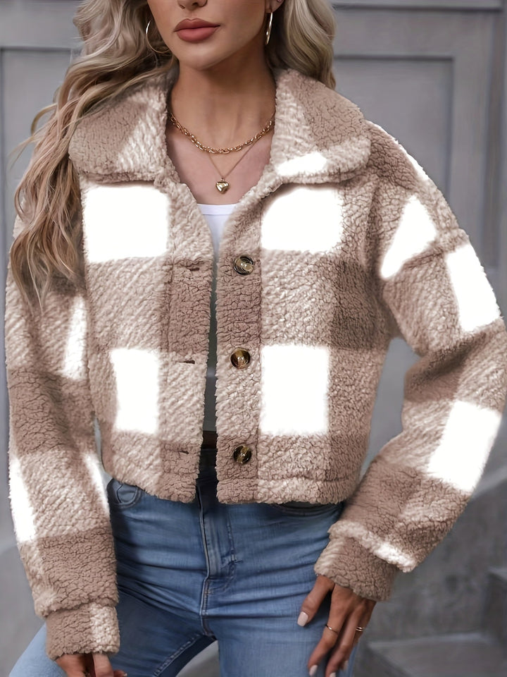 Seren | Cropped Check Fleece Shacket Womens