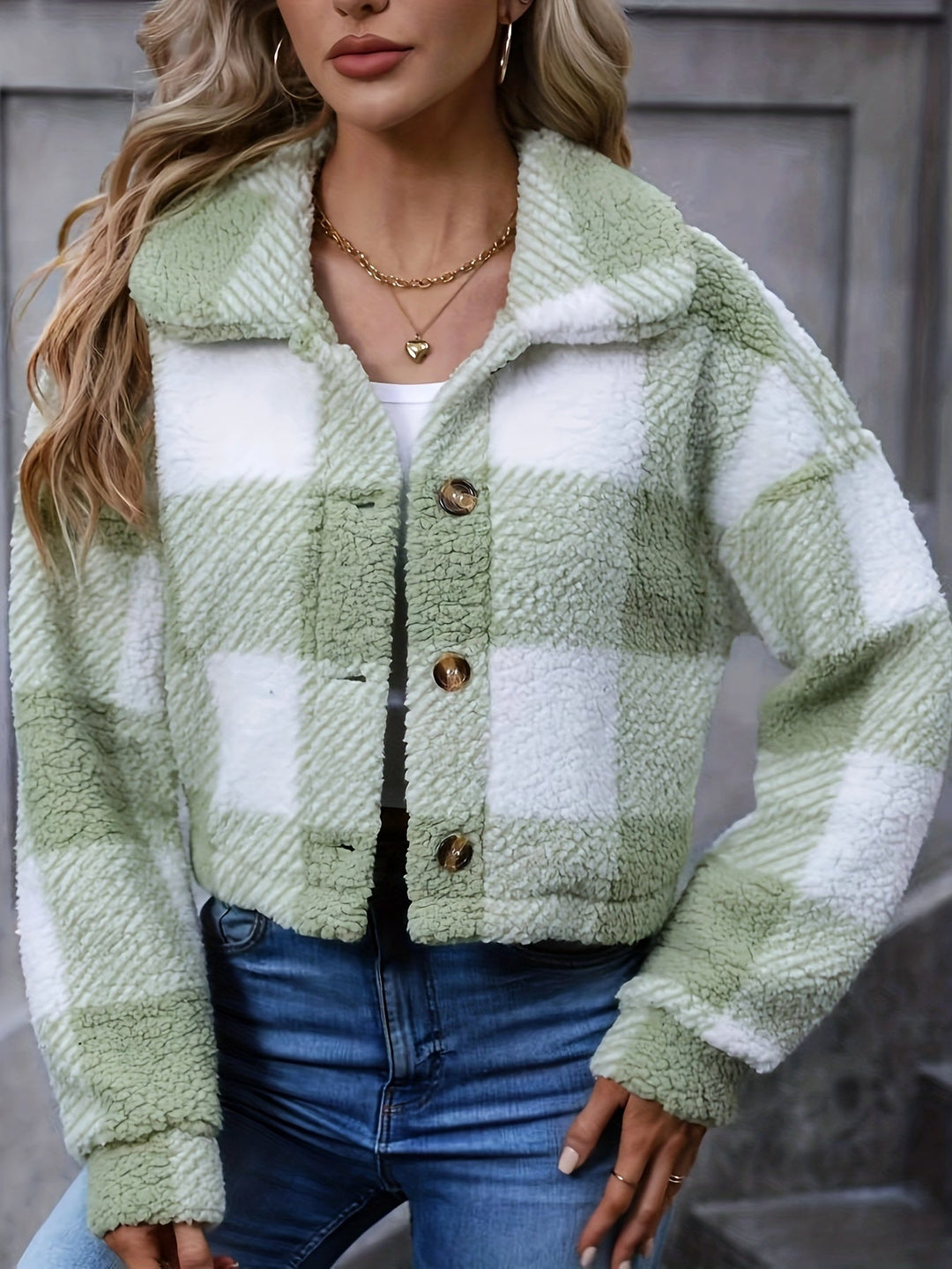 Seren | Cropped Check Fleece Shacket Womens