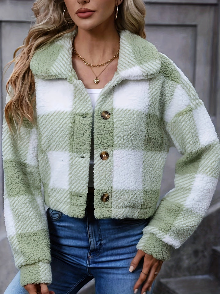 Seren | Cropped Check Fleece Shacket Womens