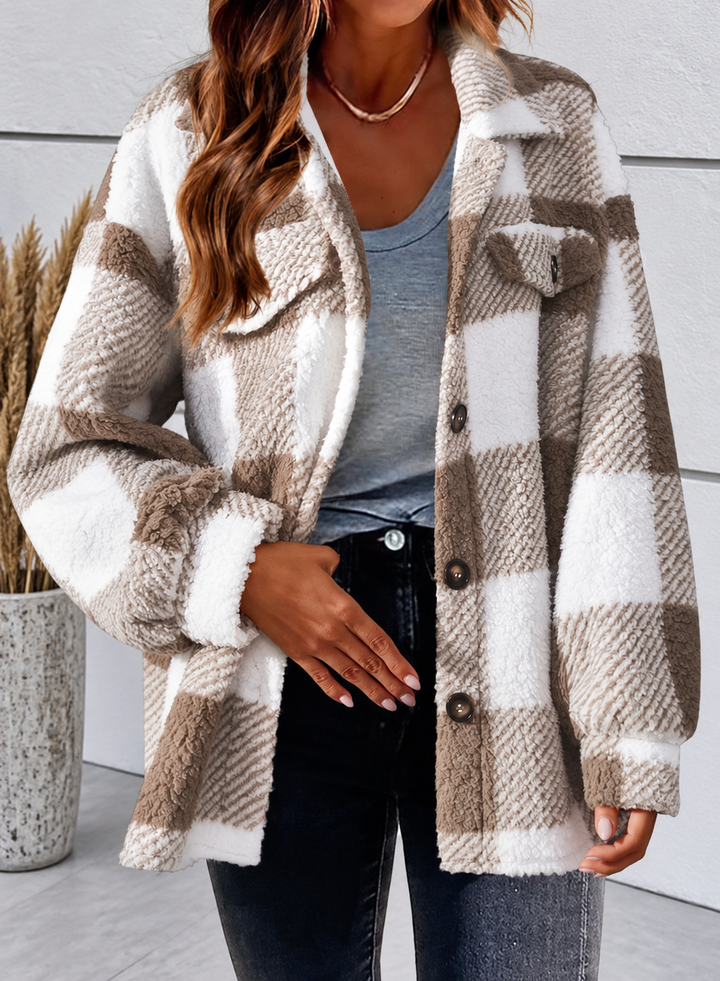 Edie | Plaid Fleece Shacket Womens Oversized