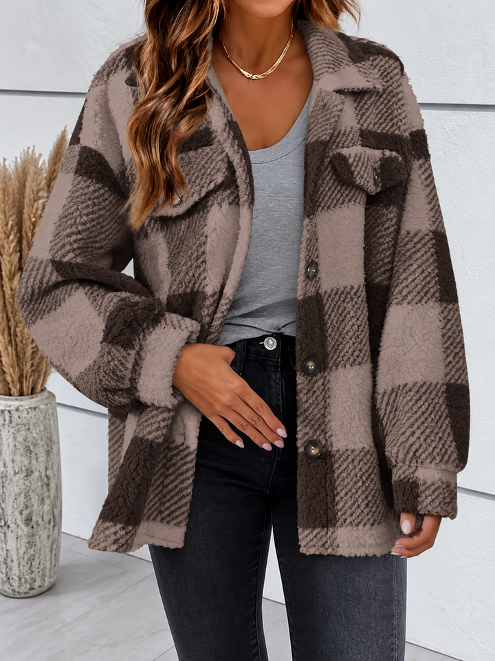 Edie | Plaid Fleece Shacket Womens Oversized