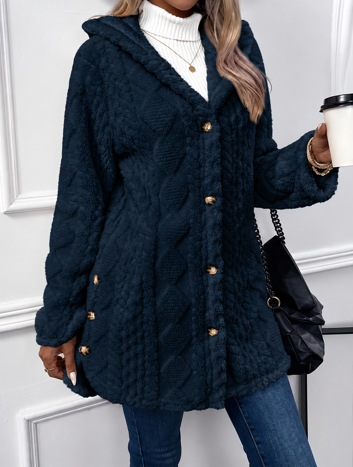 Linnet | Gold Button Hooded Fleece Jacket