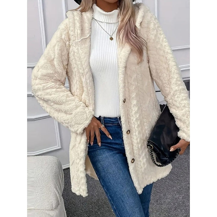 Linnet | Gold Button Hooded Fleece Jacket