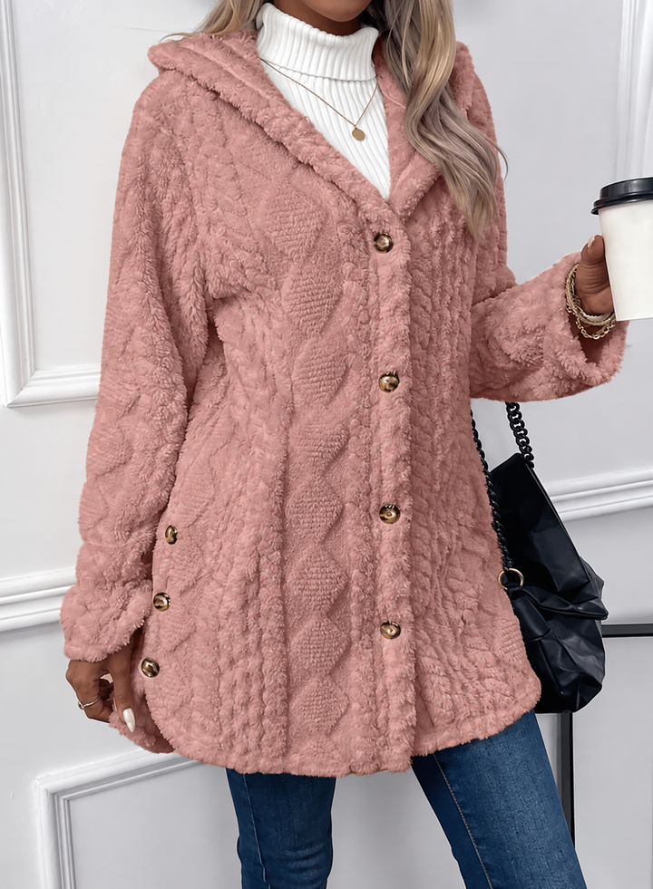 Linnet | Gold Button Hooded Fleece Jacket