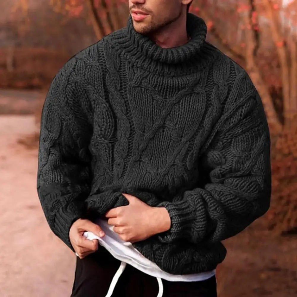 Jenson | Mens Chunky Cable Knit Roll Neck Jumper