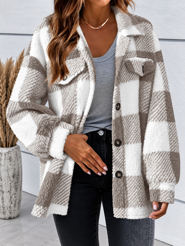 Edie | Plaid Fleece Shacket Womens Oversized