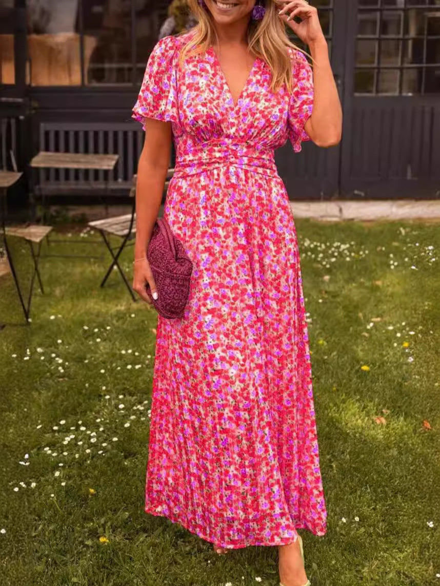 Elis – Long, flowy dress with floral print
