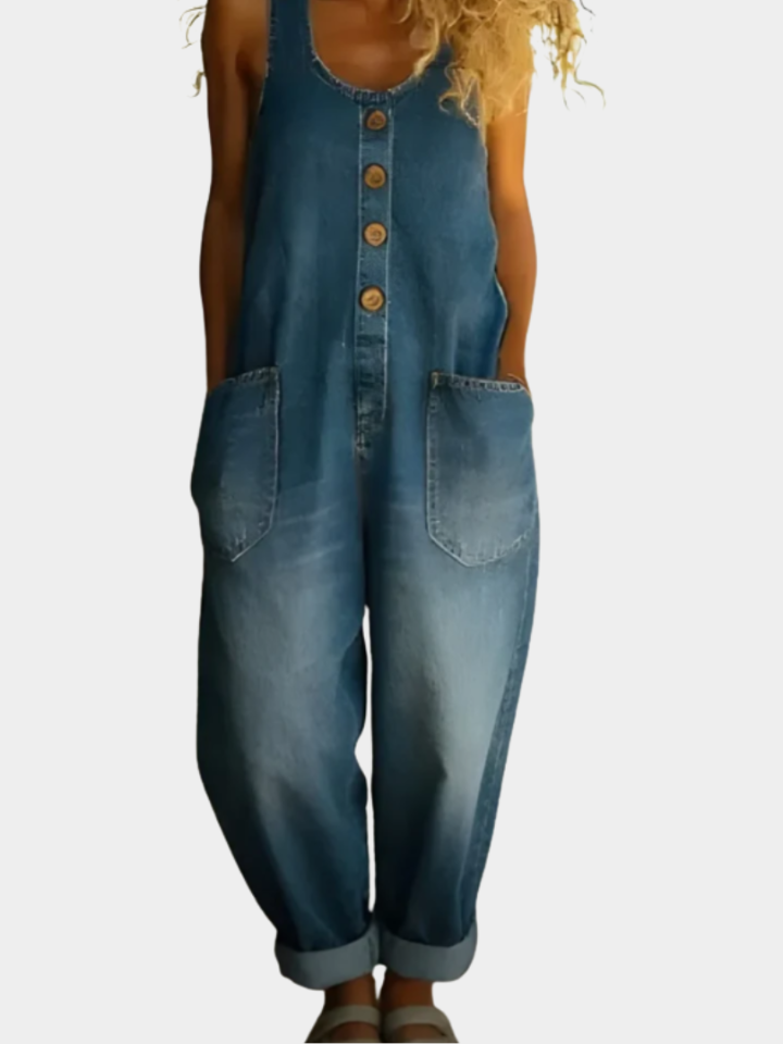 Saylor - Vintage Soft Cotton Denim-Look Overalls