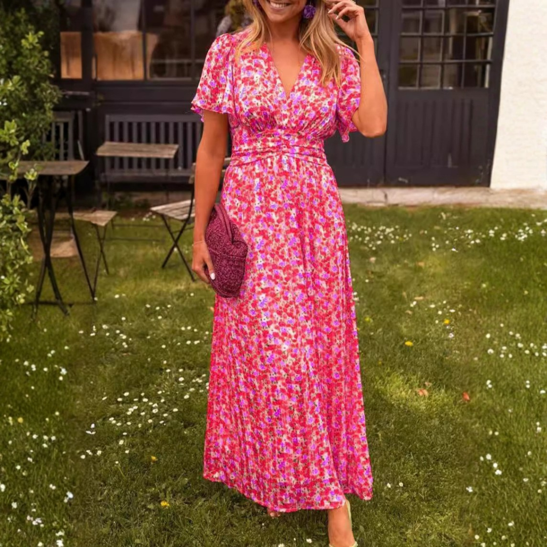 Elis – Long, flowy dress with floral print